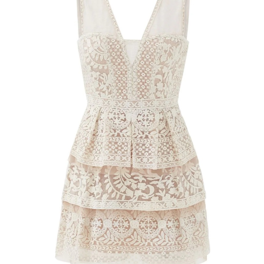 BCBGMaxAzria White Lace “Fola” Dress